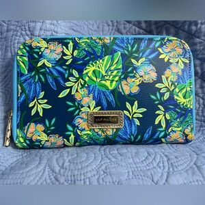 Lilly Pulitzer Vibrant Travel Wallet featuring navy floral print